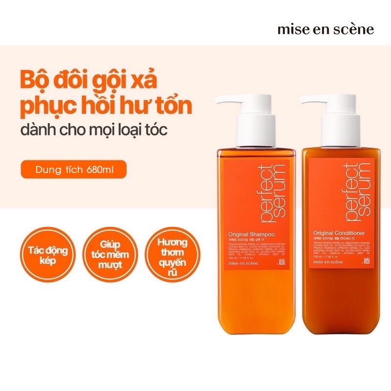 Dầu Gội hoặc dầu xả Mise En Scene 680ml