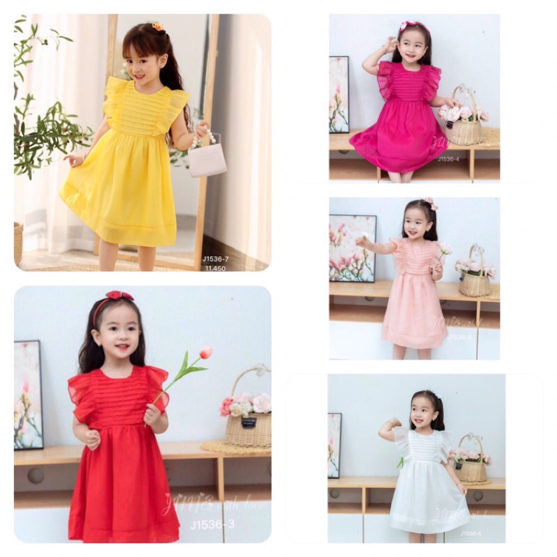 Đầm váy đi tiệc,đi chơi lễ,đi biển của bé gái❤️Đầm voan tơ mềm mại cột nơ sau,tay bèo tiểu thư❤️Size 1-10Y(8-35 ký)❤️