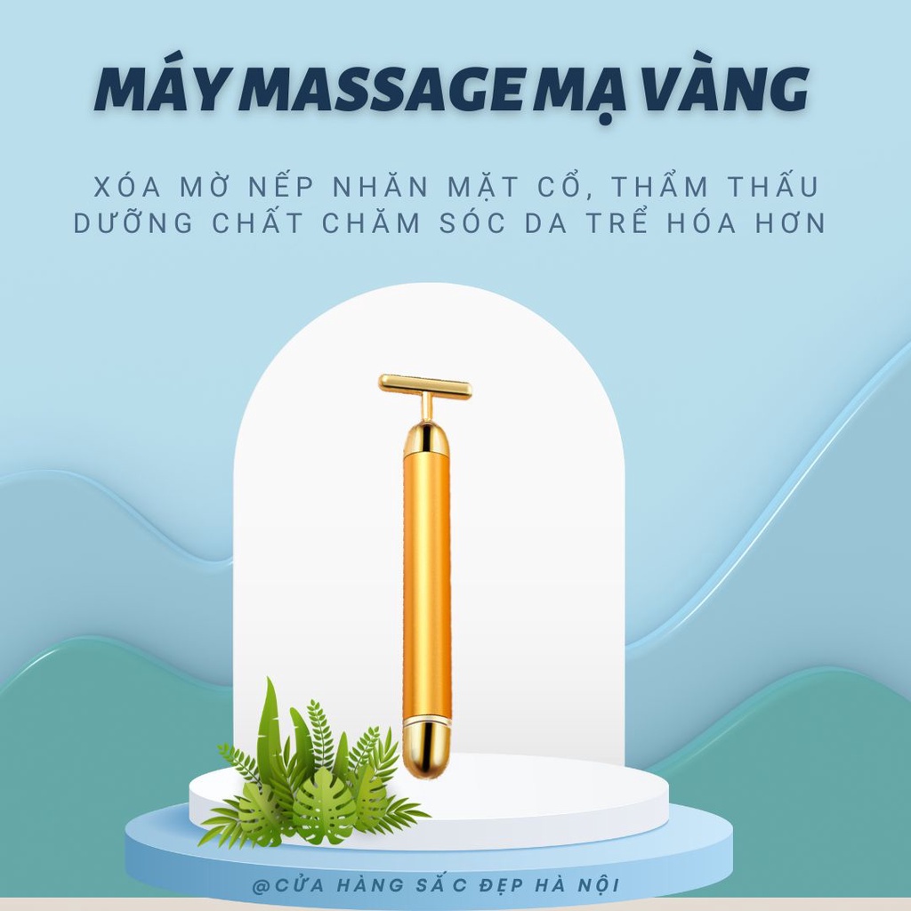 Máy Massage Nâng Cơ Dạng Que Lăn Mạ Vàng 24K Có Tốc Độ Rung Lên Tới 6000 Lần Một Phút Sử Dụng Pin