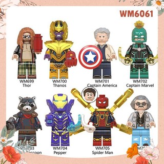 Đồ Chơi Minifigures Các Nhân Vật Siêu Anh Hùng Thanos Thor Béo Pepper Stan Lee Spider Man Endgame WM6061