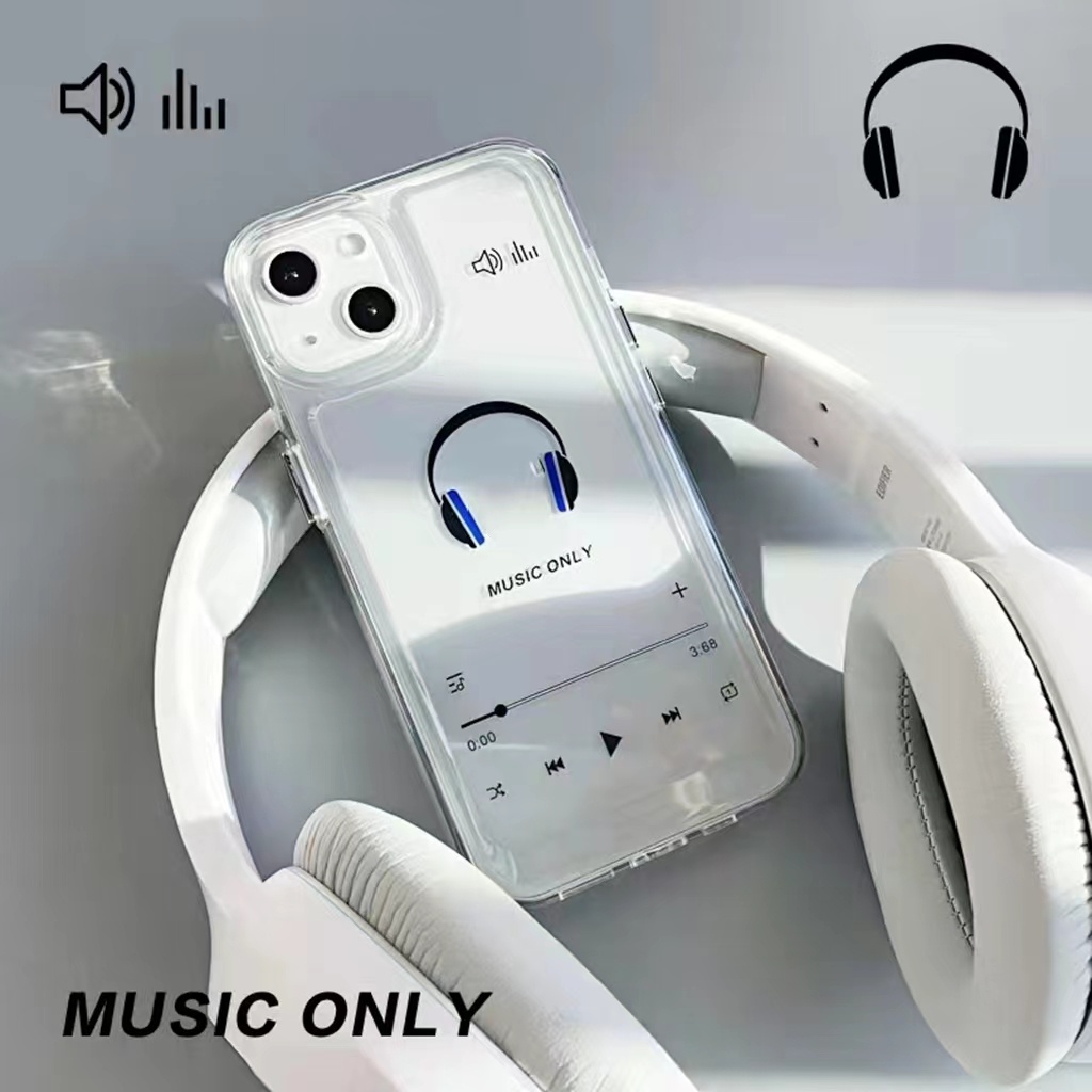 Ốp Điện Thoại Tpu + Acrylic Hình Máy Nghe Nhạc Iphone14 14pro 14plus 14pro max iPhone 13 Pro 13prm 11 7Plus 8Plus Xr XS 13 12 Pro max
