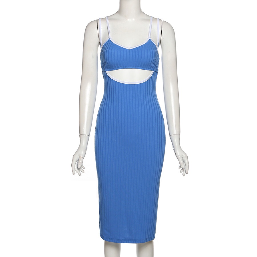 Đầm Midi Sát Nách Ôm Dáng Co Giãn Xẻ Tà Thời Trang Mùa Hè Cho Nữ