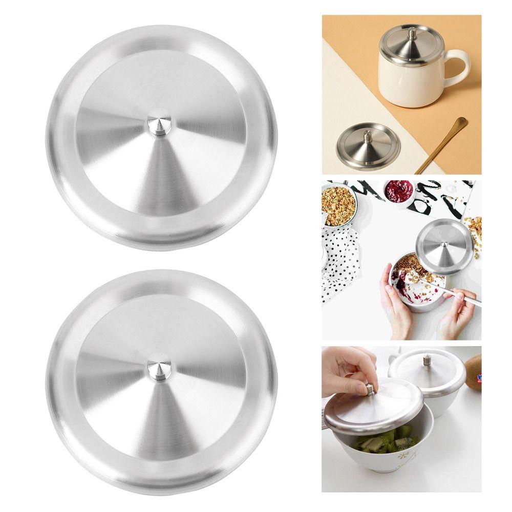 Bộ 2 Nắp Đậy Cốc Bằng Kim Loại Cách Nhiệt Chống Bụi Tiện Dụng