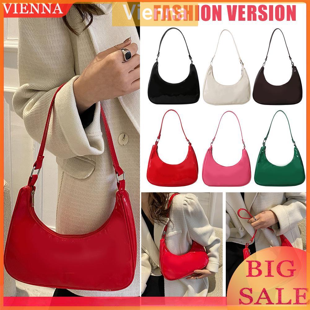 Túi xách da bóng màu trơn thiết kế đơn giản cho phái nữ