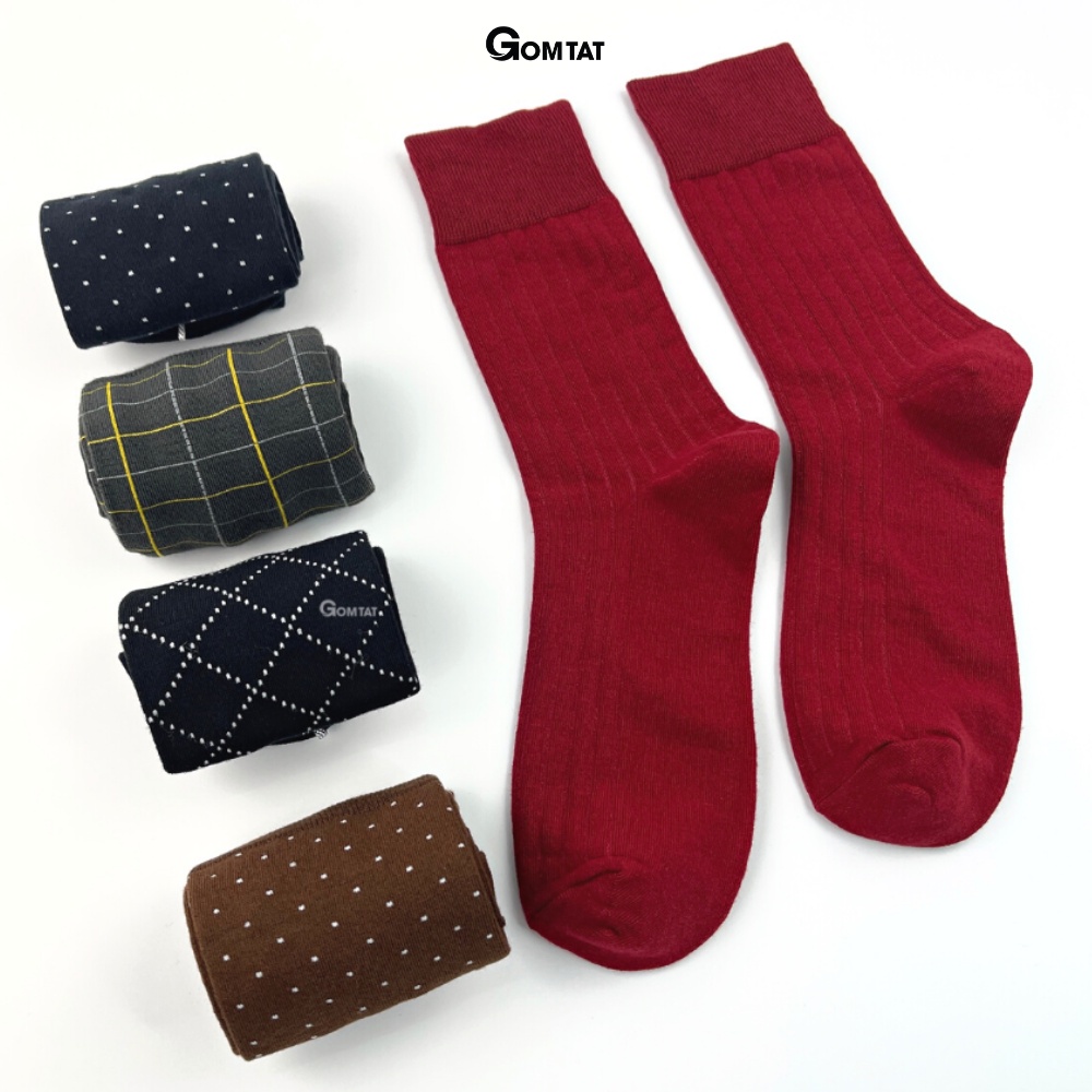[Hộp 5 đôi] tất nam công sở cổ cao mẫu MIX03, vớ đi giày tây chất liệu cotton hút ẩm thoáng khí - GOM-MIX03-CB5