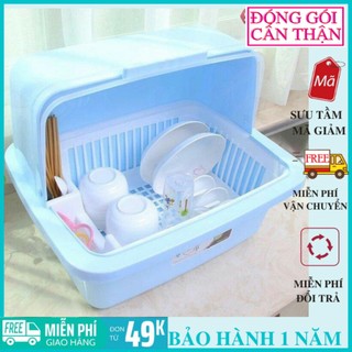 [ẢNH THẬT] Kệ Úp Chén Bát Có Nắp Đậy 1 Tầng Nhựa Việt Nhật - Nắp Đậy Chống Bụi Bặm