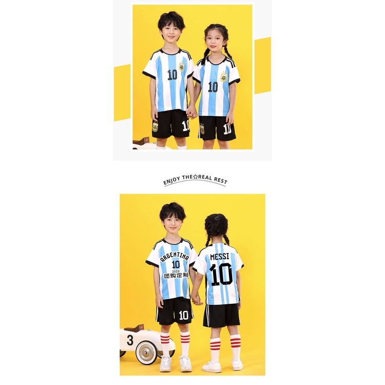 Planet áo đá bóng Áo bóng đá trẻ em số 10 Messi đồ bé trai áo đá banh