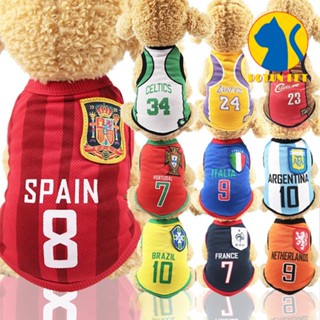 Áo thun 3 lỗ cho chó mèo hình bóng đá, co giãn 4 chiều, mát mẻ phù hợp mặc cho mùa hè