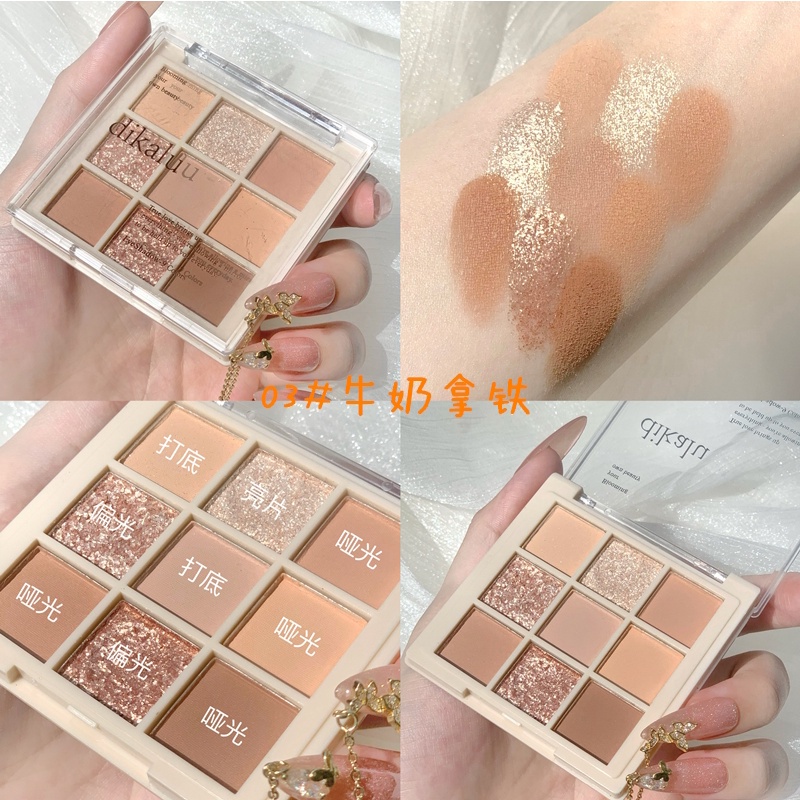 Phấn Mắt DIKALU 9 Ô Với Các Tone Màu SIÊU HOT - Bảng Phấn Mắt Có Nhũ Lấp Lánh, Phấn Mắt Nội Địa Trung