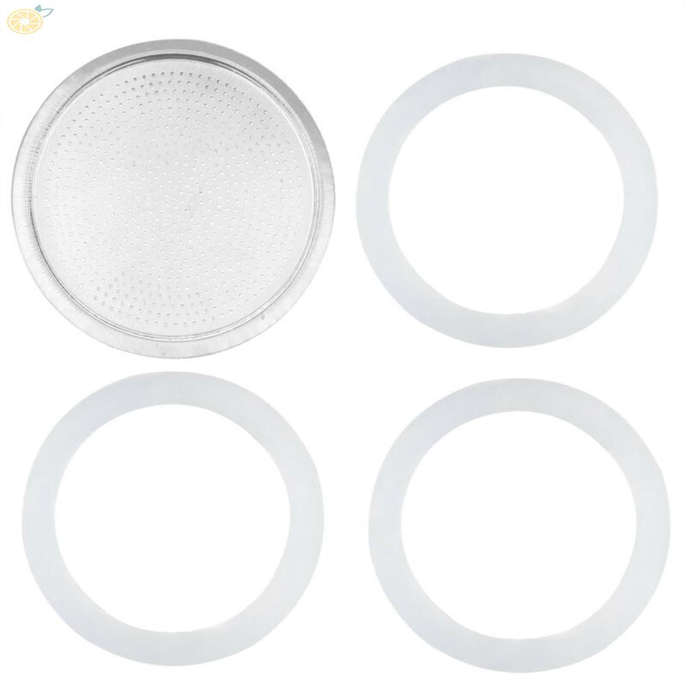 【VARSTR】3/6/9/12 Cup  useful Replacement Silica Gel Gaskets+Stainless Steel Filters for Moka Pot