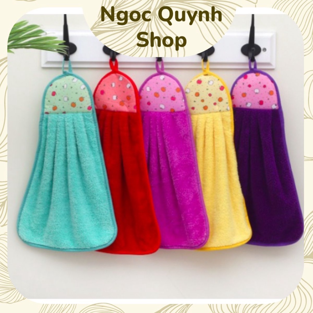 Khăn Lau Tay Mềm Mại Siêu Thấm Nhà Bếp Có Móc Treo Tiện Dụng