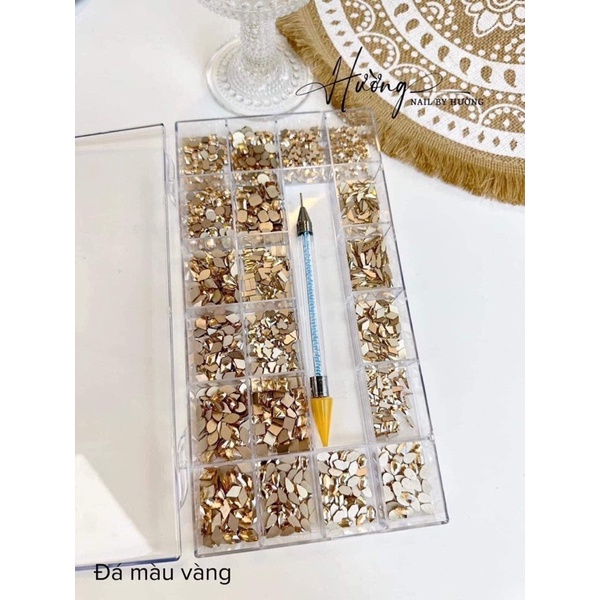 Set đá khối chân bằng đính móng tay nail tặng kèm bút đính đá
