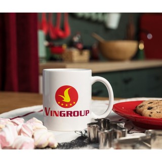 Cốc sứ in hình logo của tập đoàn Vingroup, cốc uống nước, cốc làm quà tặng khách hàng, đối tác