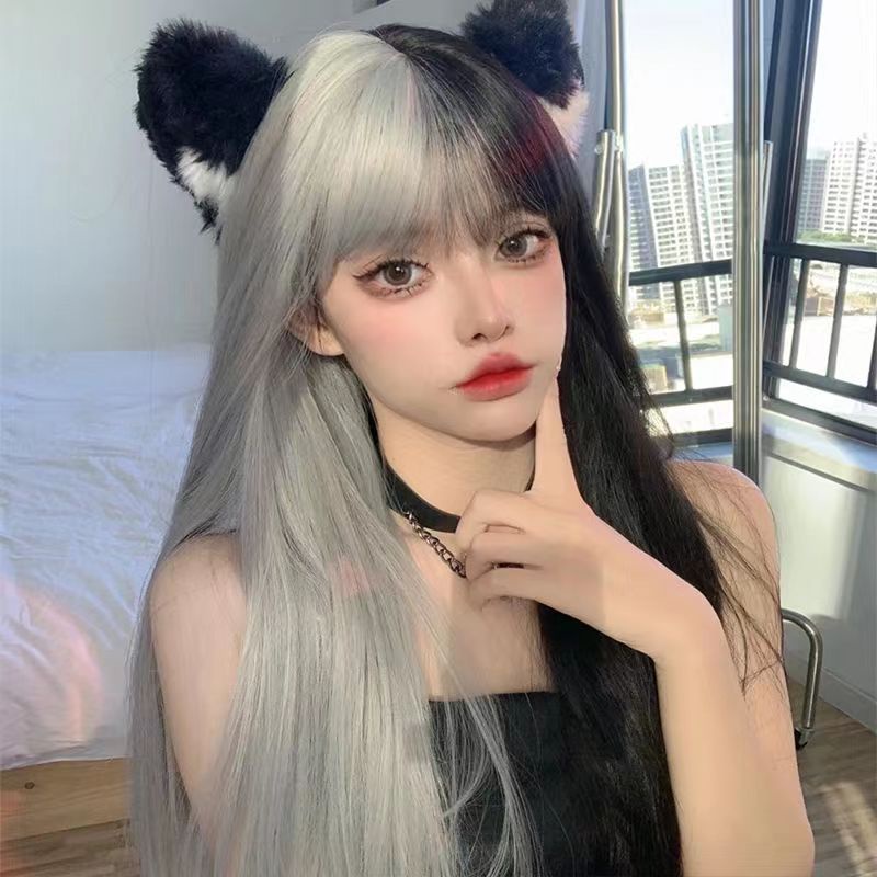 Bộ Tóc Giả Nửa Màu Trắng Đen Thời Trang Cho Nam Và Nữ