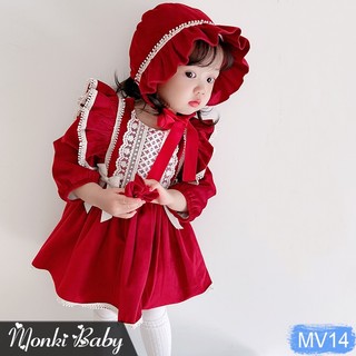 Váy đầm Tết lót lông mịn ấm (or trần bông) cho bé gái, màu đỏ năm mới may mắn phát tài, chất chuẩn xịn đẹp dày, ấm áp.
