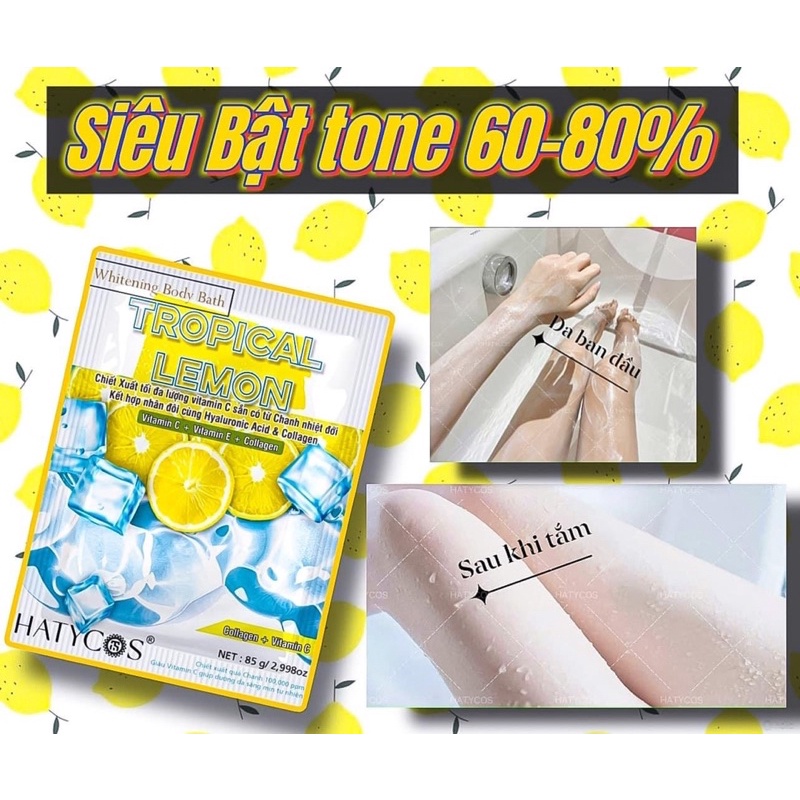 Tắm Trắng Body Siêu bật tone sau 1lần tắm ,Siêu VitaminC từ Chanh - giúp da cấp ẩm trắng hồng HATYCOS