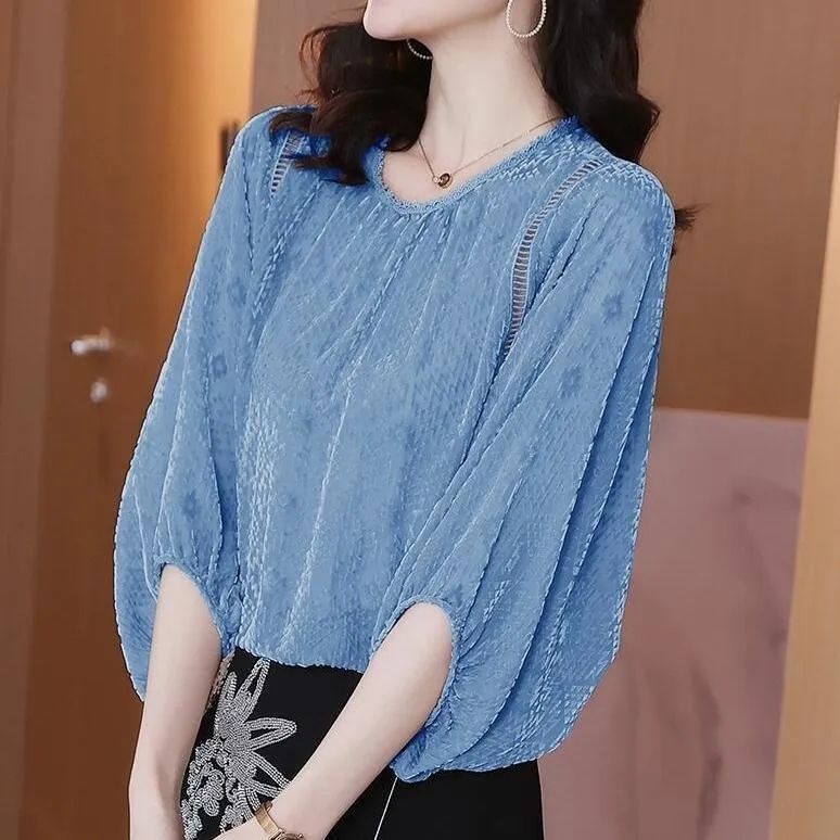 Áo Sơ Mi Chiffon Tay Lửng Dáng Rộng Thời Trang Mùa Hè Cho Nữ