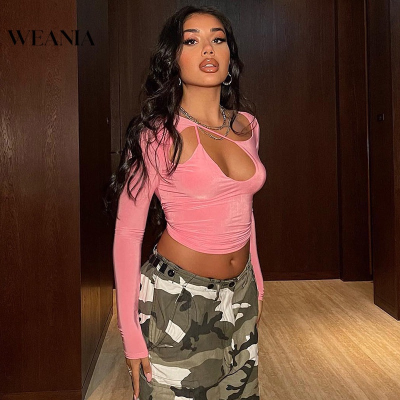 Áo Croptop Tay Dài Kiểu Dáng Trẻ Trung Quyến Rũ Cho Nữ