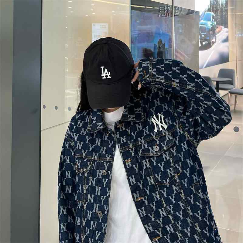 Áo Khoác Denim Tay Dài Dáng Rộng Thêu Chữ NY Kiểu Hàn Quốc Thời Trang Cho Nam