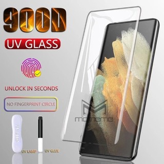 Kính Cường Lực Keo UV Cho Samsung Galaxy S24 S23 Ultra Note 20 10 10+ S22 S21 S20 Ultra S10 S10+ S20+ Plus 5G