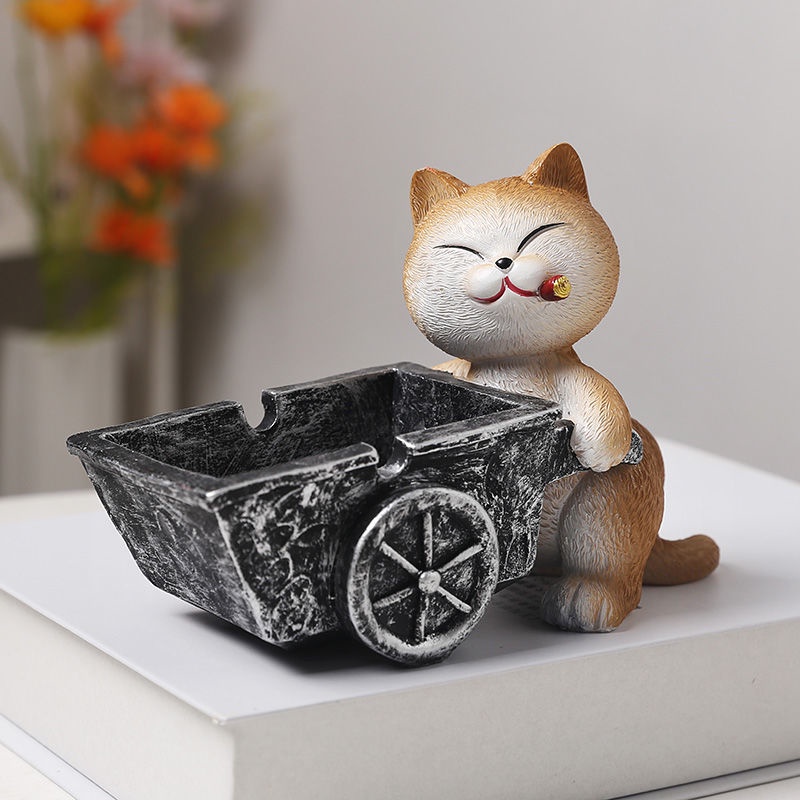 Gạt Tàn Thuốc Cao Cấp Hình Chó Mèo Dễ Thương Hiện Đại