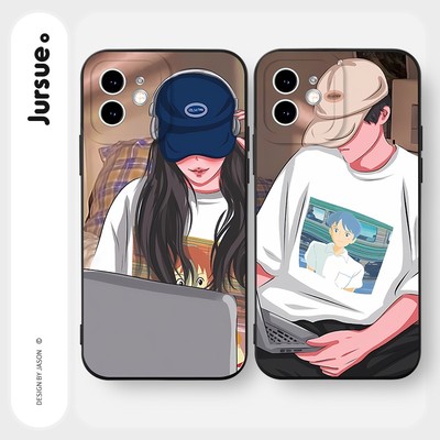 Ốp lưng JURSUE mềm hình cặp đôi độc lạ ngầu nam nữ Cho iPhone 17 16 15 14 13 12 11 Pro Max SE 2020 X XR XS ip 8 7 Plus Y2817