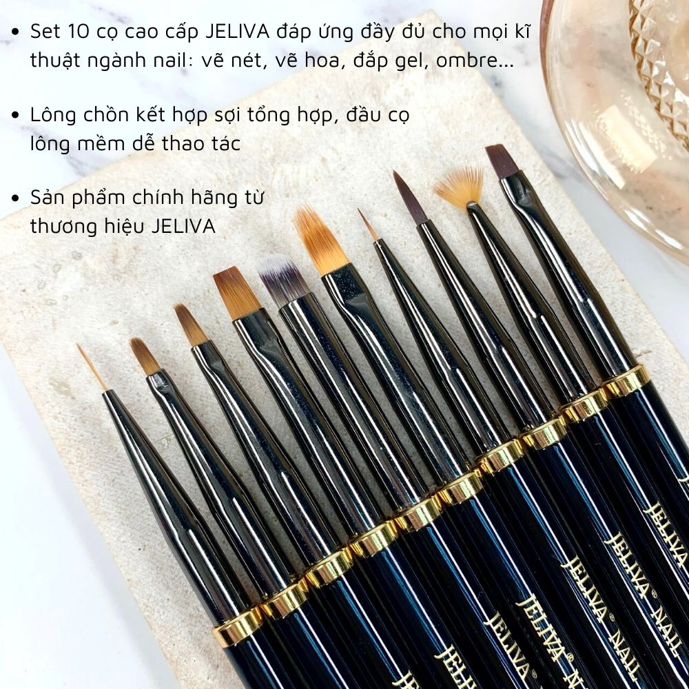 Bộ cọ nail JELIVA cao cấp 10 cây