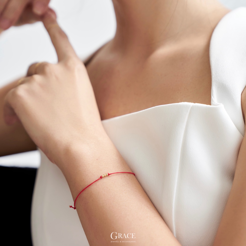 Lắc May Mắn Chỉ đỏ Bi Vàng 14K Grace Jewelry