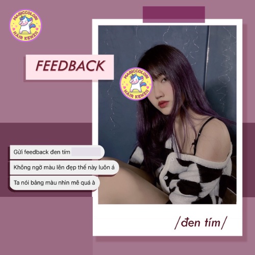 Thuốc Nhuộm Tóc Màu ĐEN TÍM Không Tẩy Lên Từ Nền Đen Tự Nhiên Tặng Oxi Găng Tay Mũ Chùm KENZII