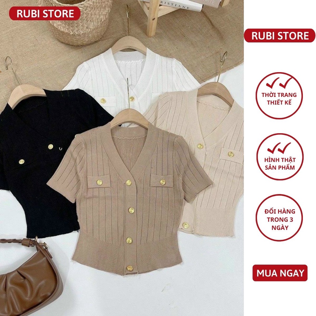 Áo nữ LINH RUBI cổ tim khuy kim loại dáng croptop chất vải len mịn mềm nhẹ A738