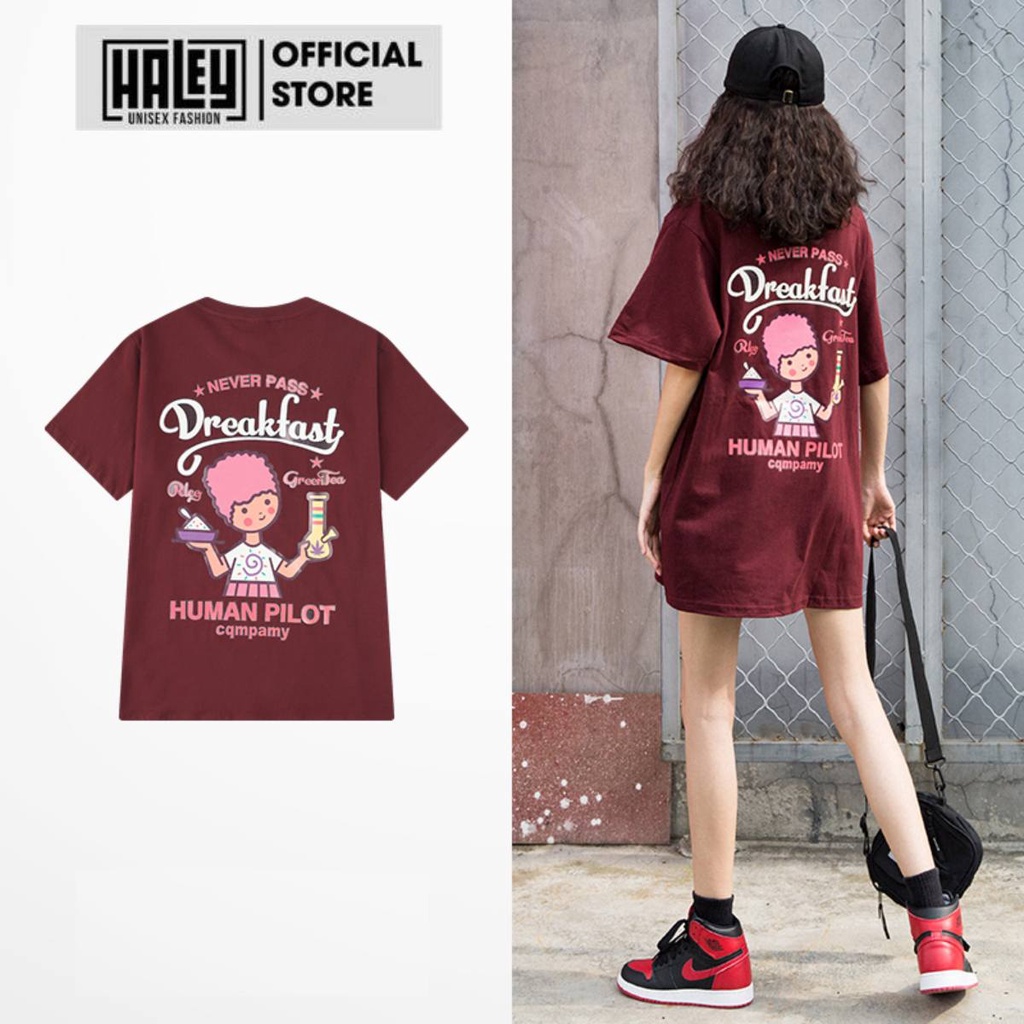 Áo Thun mã TN221 HALEY Unisex Tay Lỡ Form Rộng Nam Nữ vải cotton DREAKFAST Street style Ulzzang Hàn Quốc cá tính