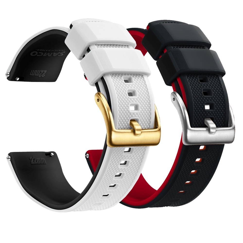 Dây Đeo Silicon Hai Màu 22mm 20mm Thay Thế Cho Đồng Hồ Thông Minh samsung galaxy watch 6 5 5pro 4 classic 3