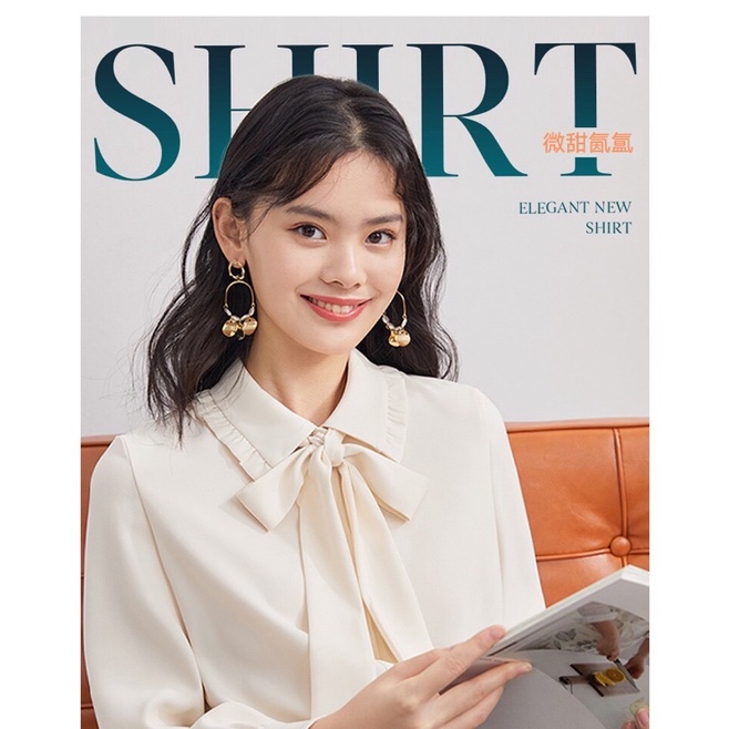 Áo sơ mi phối nơ Hopeshow