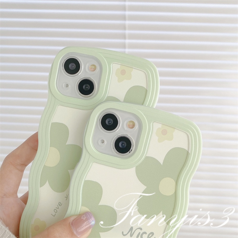 Ốp Điện Thoại TPU Mềm Họa Tiết Hoa Màu Xanh Lá Cho iPhone 14 13 12 11 Pro Max X XR Xs Max 8 7 6 6s Plus SE 2020