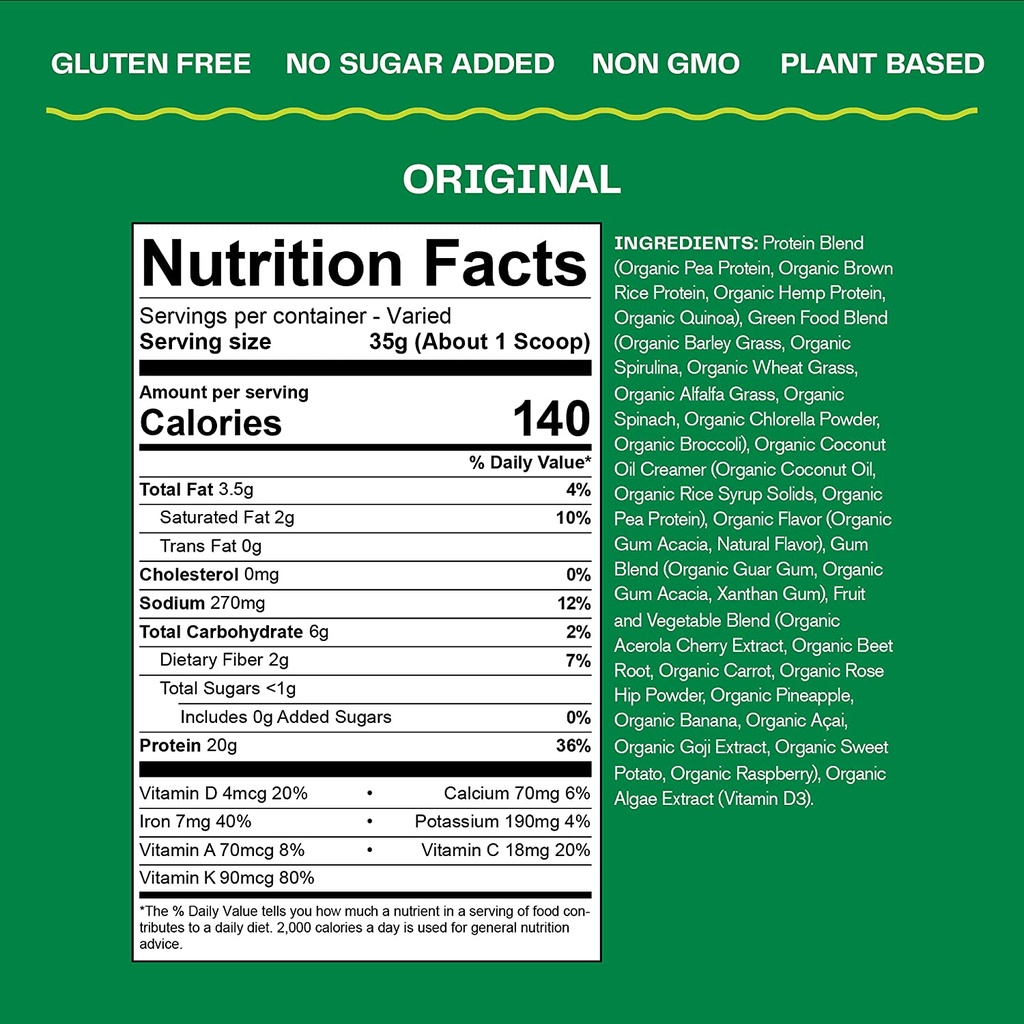 Bột protein thực vật hữu cơ Amazing Grass Organic Protein Superfood Powder mẫu mới nhất