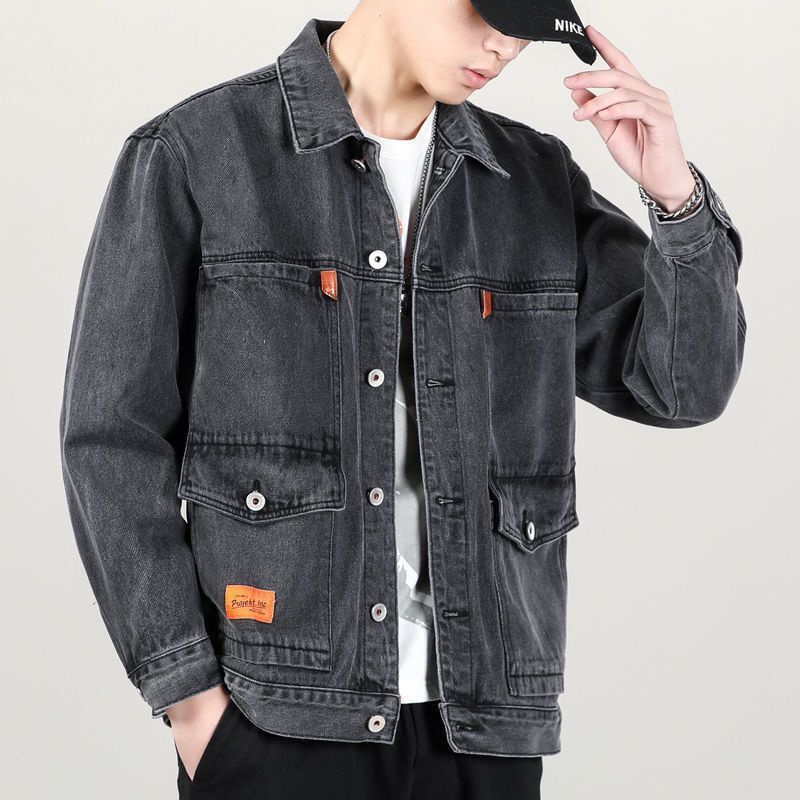 Áo Khoác Denim Cỡ Lớn Phối Nhiều Túi Thời Trang Nhật Bản Cá Tính Cho Nam