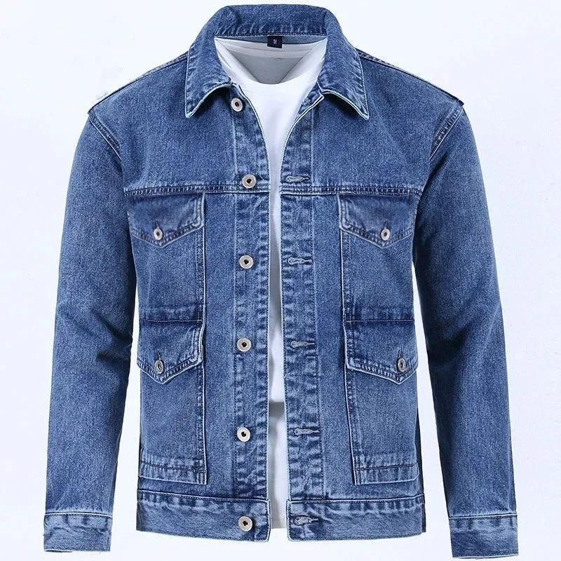 Áo Khoác Denim Phối Nhiều Túi Màu Đen Xám Thời Trang Cao Cấp Cho Nam