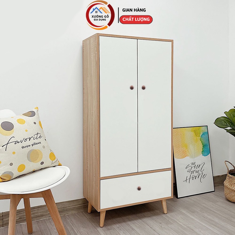 Tủ đựng quần áo 3 cánh bằng gỗ MDF hiện đại dành cho trẻ nhỏ