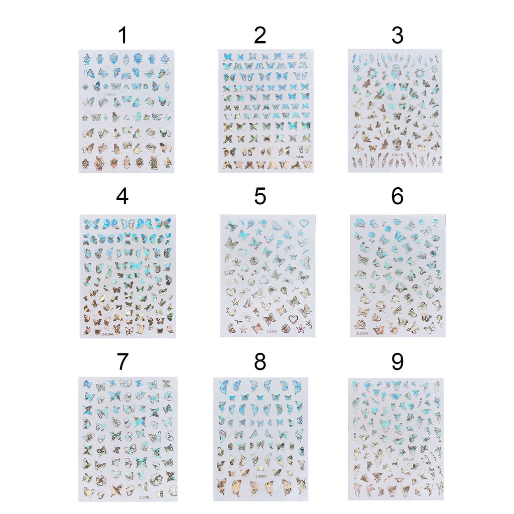 Miếng Dán Trang Trí Móng Tay Hình Bướm Màu Sắc Holographic