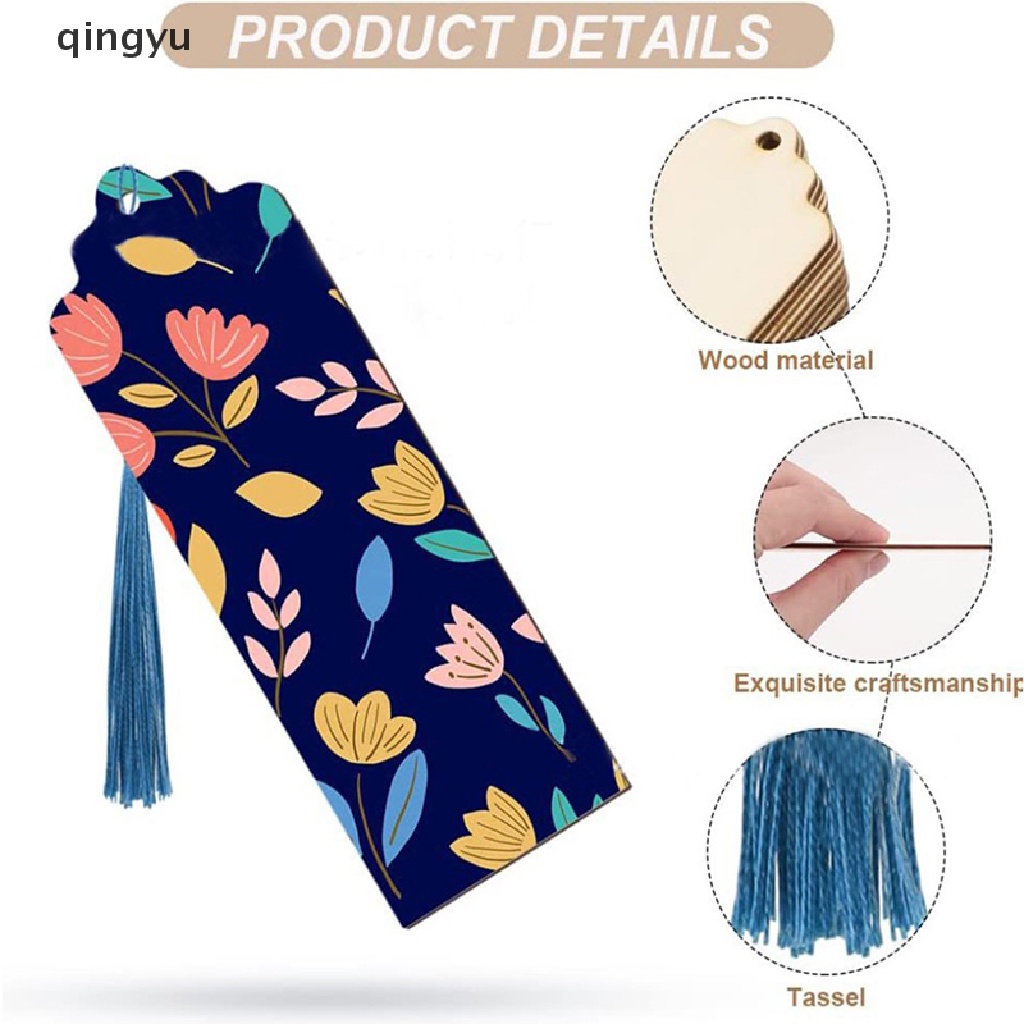 Qingyu Bộ 36 Thẻ Đánh Dấu Trang Sách Bằng Gỗ Trơn 3 Kiểu Với 36 Miếng Tua Rua 6 Màu Sắc Dành Cho Tiệc Cưới Giáng Sinh DIY