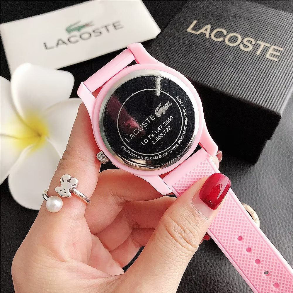 Đồng Hồ Đeo Tay Lacoste Mặt Tròn Đính Kim Cương Dây Da Dành Cho Cặp Đôi