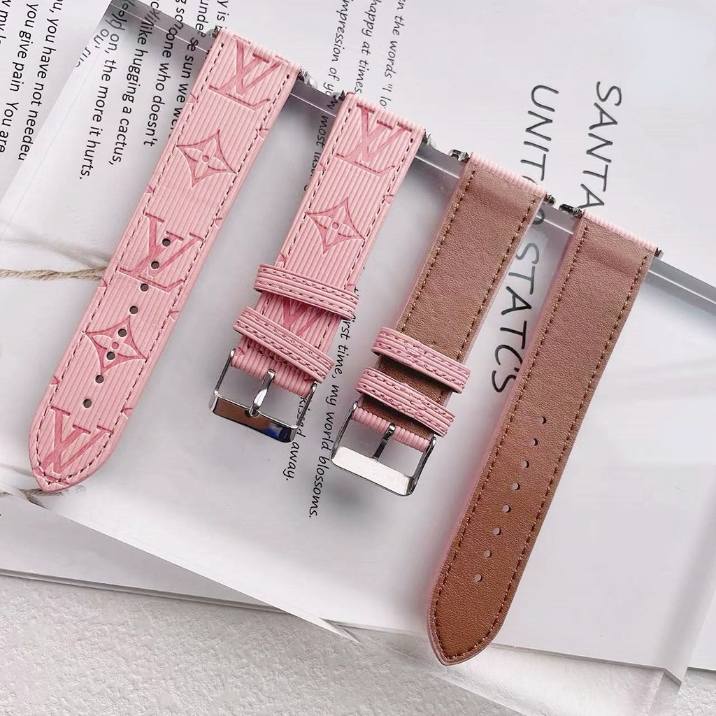 Dây Đeo Bằng Da Màu Hồng Kiểu Mới Cho Đồng Hồ Thông Minh GG-L / V 7 / 8 / 2 / 3 / 4 / 5 / 6 / SE iwatch 45 / 44 / 42 / 41 / 40 / 38mm