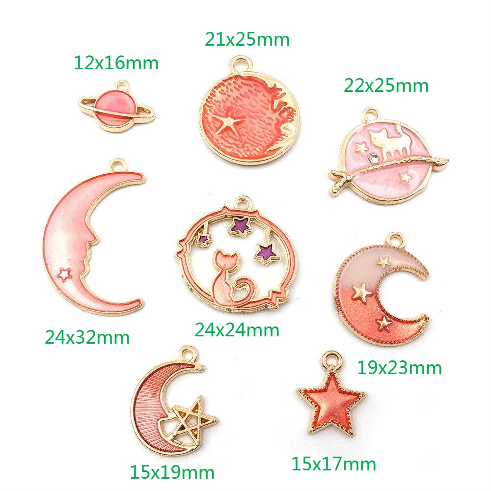 Set 8 Mặt Dây Chuyền Hình Trăng Sao Bằng Hợp Kim Thời Trang