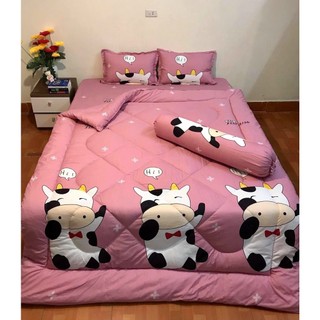 Bộ chăn phao ga gối kèm vỏ gối ôm 5 món 1mx2m cotton poly