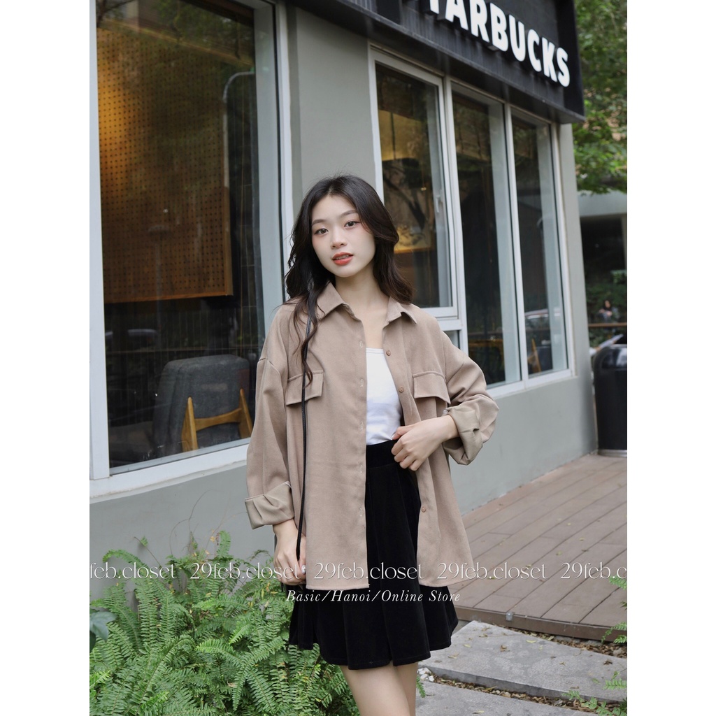 Sơ mi nhung chéo 2 túi nắp - 29feb.closet - A183