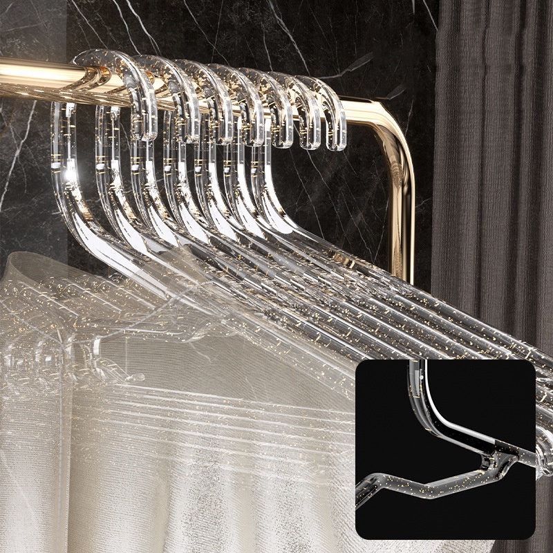 Móc Treo Quần Áo Bằng Nhựa Trong Suốt Lấp Lánh 42cm