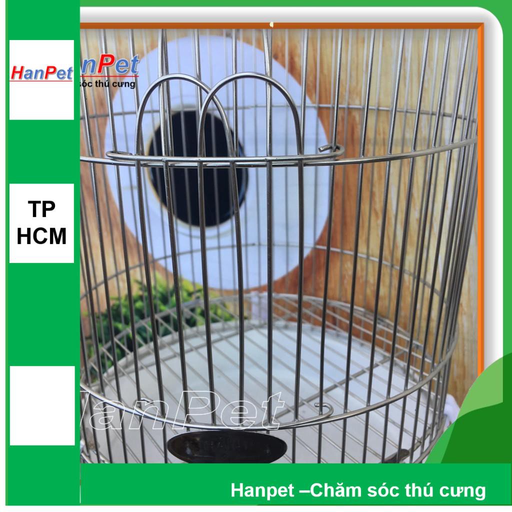 HCM-Lồng chim Inox chống gỉ sét, loại bé dành cho chim khuyên - tặng áo lồng và máng ăn, máng uống - hanpet 60