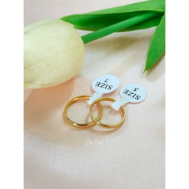 Nhẫn Ngón Út_Nhẫn Cặp_ Nhẫn Đôi_Nhẫn Titan Màu Vàng Bản tròn trơn 1.5mm