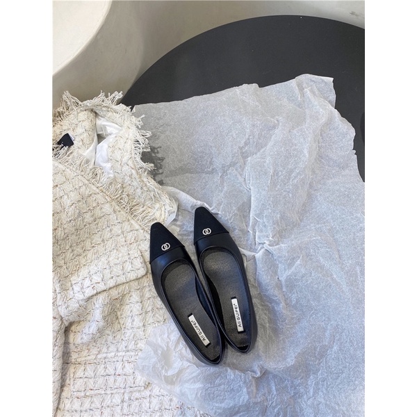 Giày búp bê phối da phối màu