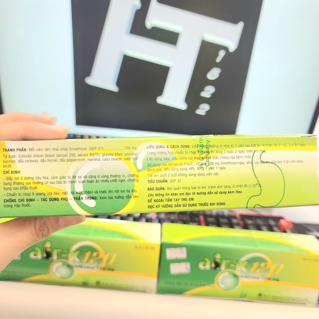 Air-X 120mg giảm chướng bụng, đầy hơi, ăn không tiêu vị bạc hà, ngọt